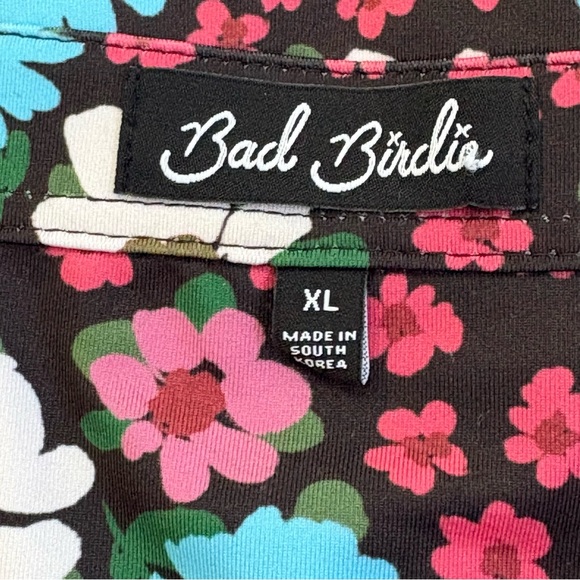 Bad Birdie Polo SS Shirt Black Floral Performance Golf Stretch Men XLarge - Picture 3 of 10